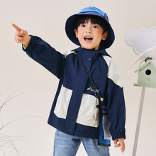 B.DUCK男童连帽夹克2025秋款耐磨冲锋衣中大童洋气户外网红风衣