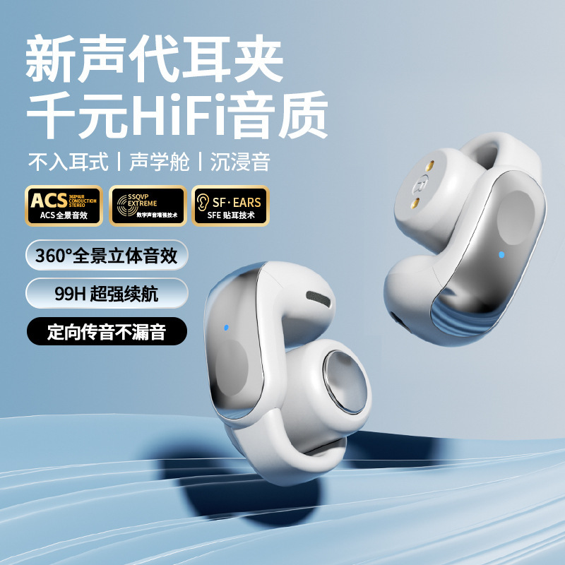 跨境私模新款蓝牙耳机无线夹耳式运动超长续航智能app现货批发|undefined