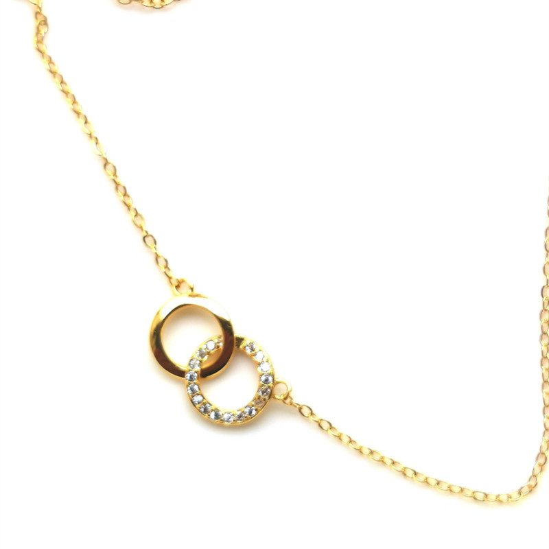 Plata De Ley 925 Cadena Portacables Anillo Doble Collar Colgante display picture 7