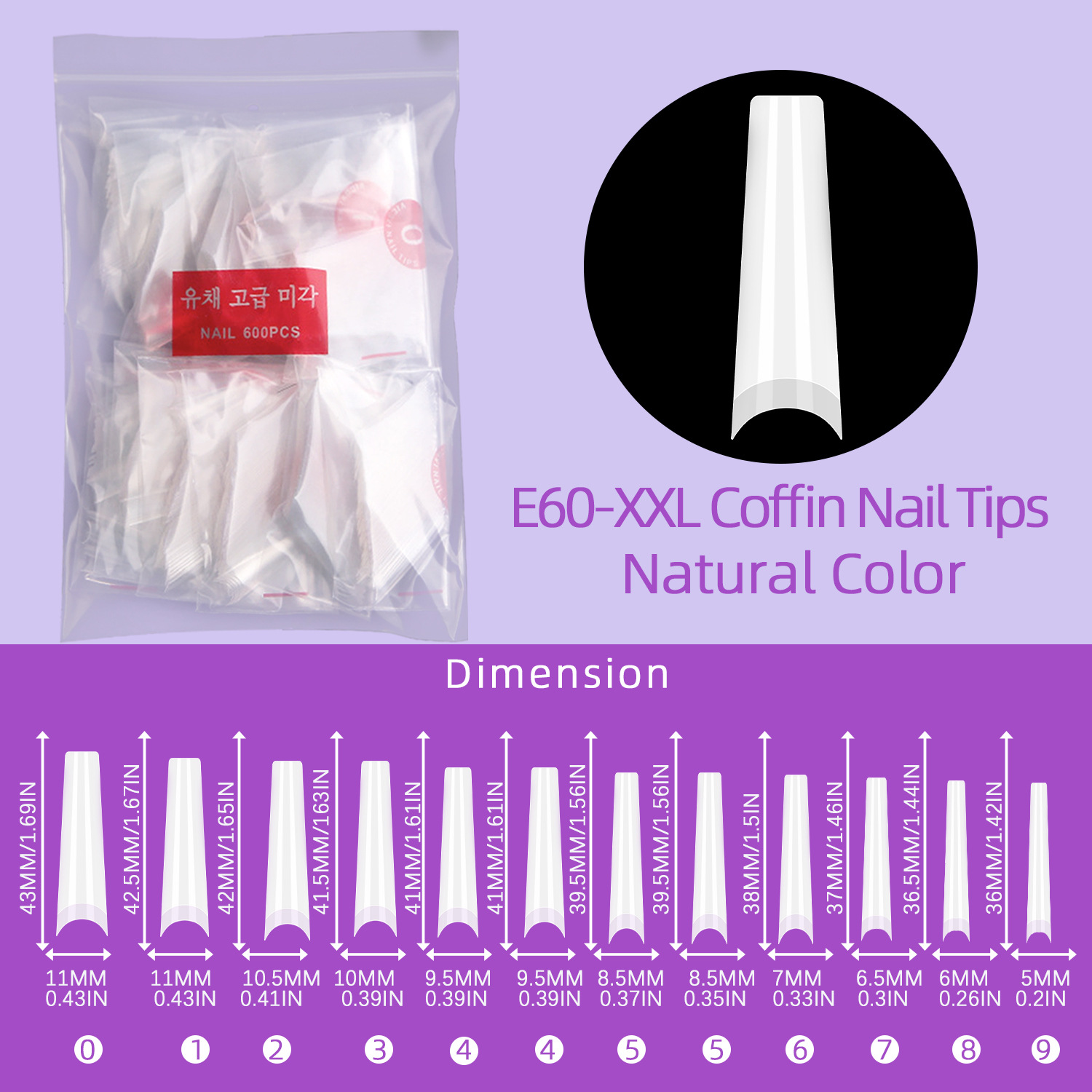 Uñas postizas XXL estilo cowboy, uñas francesas planas MAX, 600 piezas, venta al por mayor transfronteriza, gran oferta transfronteriza