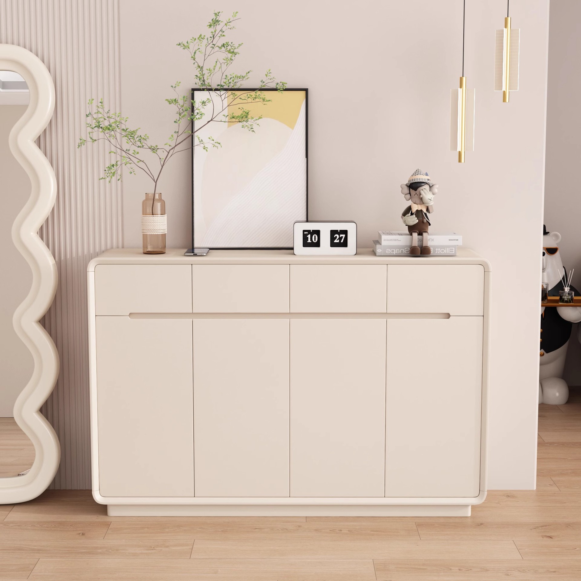 Light Luxury Multi-Layer Storage Cabinet Large Capacity 2025 Popular Home Door Shoe Cabinet Wall-Mounted Modern Simple Entrance Cabinet