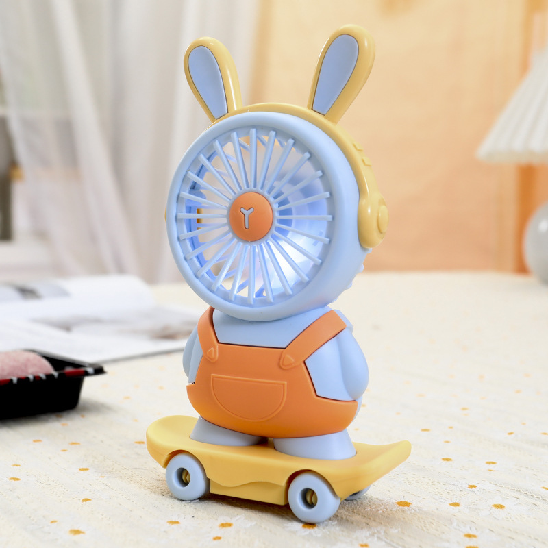 桌面萌寵耳朵滑板鉛筆刀擺件小台扇 夜燈照明可愛童趣手持小風扇