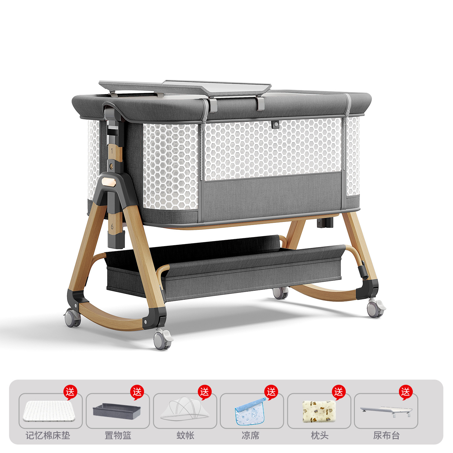 Cama de bebé móvil portátil cuna cama plegable multifuncional BB cama para recién nacidos empalme cama grande