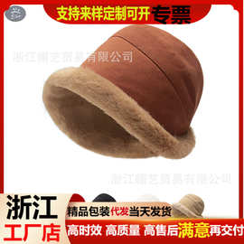 羊羔绒渔夫帽百搭仿兔毛蒙古帽防寒保暖水桶帽时尚毛绒锥形成人
