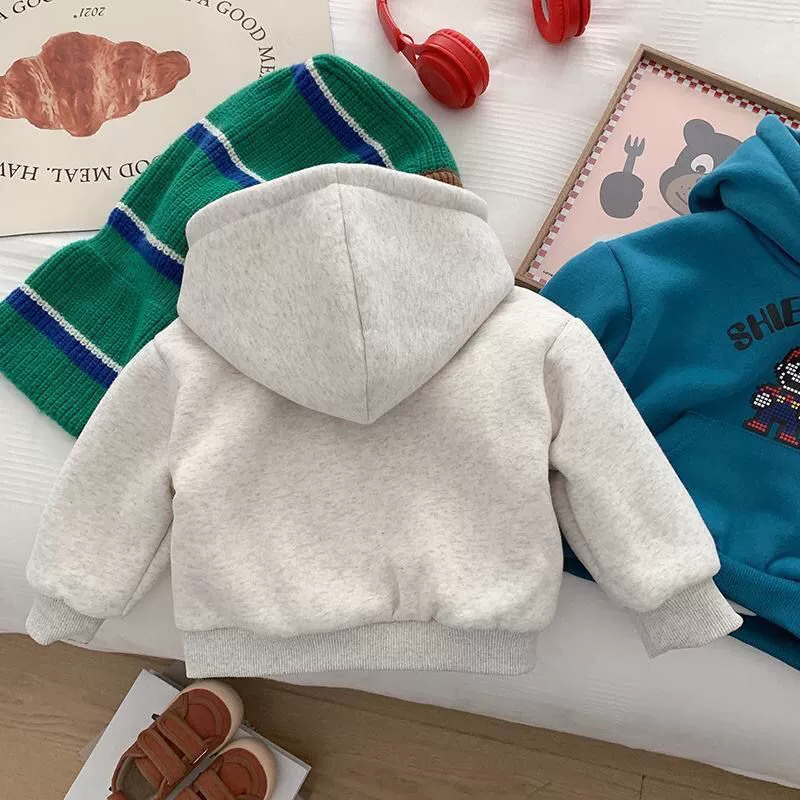 Детский утепляющий свитшот demi-season, тёплая летняя одежда, худи, корейский стиль