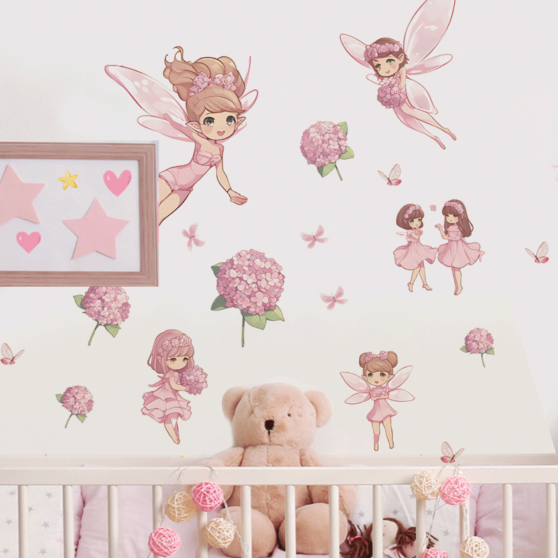 Cross Border Girl Elf Children's Room Girl Bedroom Wall Decoration Warm Background Wall Self-adhesive Sticker AliExpress