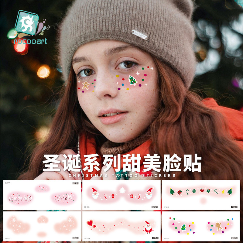 Rukalong Waterproof Children's Day Christmas Face Sticker Carnival Party Cross-border Explosions Christmas Makeup Tattoo Sticker