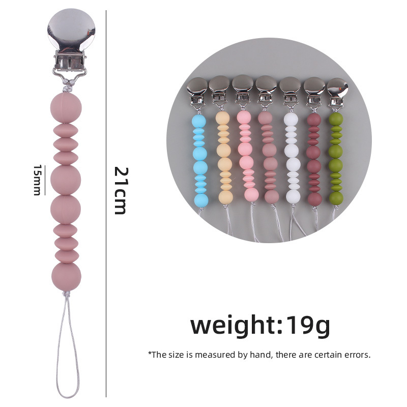 Nuevo bebé suministros chupete clip calmante bebé silicona espaciador perlas mordedura molar juguete anti-gota cadena