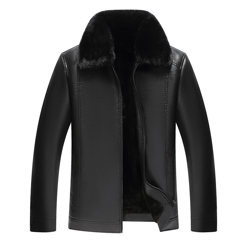 Full Network Low Price Winter Thickeneded Velvet Fur Collar Middle-Aged Pu Jacket Leather Jacket Middle-Aged and Elderly Casual Dad Men's Clothing Full Network Low Price Winter Thickeneded Velvet Fur Collar Middle-Aged Pu Jacket Leather Jacket Middle-Aged and Elderly Casual Dad Men's Clothing