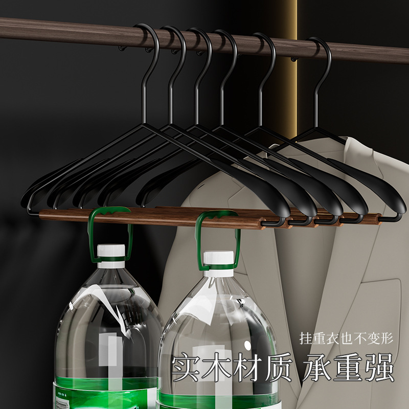 原木铁艺衣架质感宽肩衣挂服装店家用裤架多功能轻奢铁木衣架|undefined