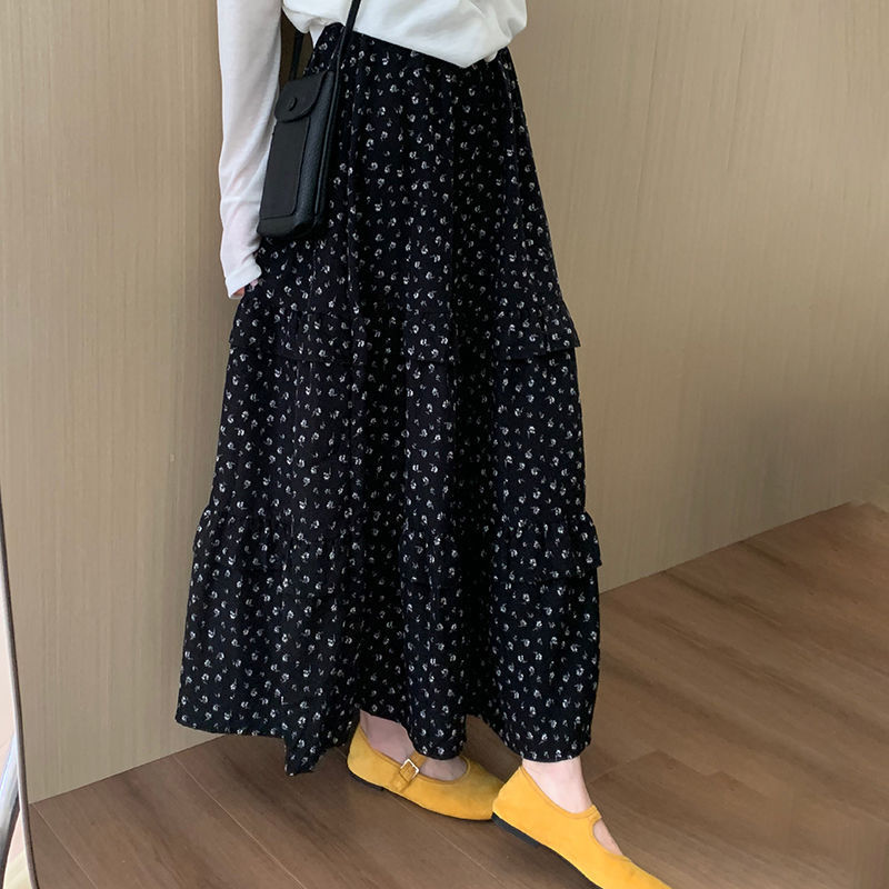 Gentle Elegant Floral Skirt for Women 2025 Summer New Korean Style High Waist Slimming Look Versatile A-Line Half-Length Skirt