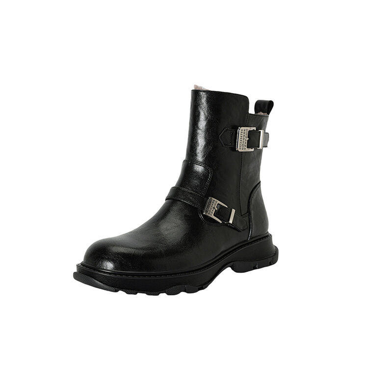 Martens, belt, leather buckle, keep warm comfortable low boots