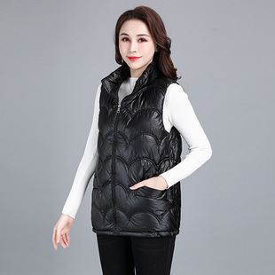 Winter vest women's 2024 new fashion women's loose sleeveless young mother stand collar cotton vest waistcoat