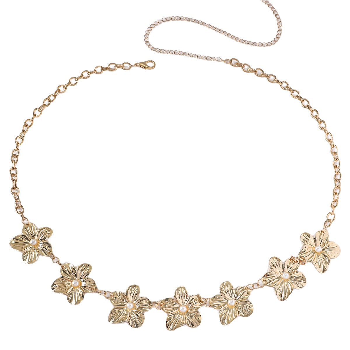 Tailleerketting met bloemendesign en parels voor dames elegant_voghion.com