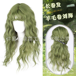 temu���NŮ�R���������L���lcos�Gɫ�ٰlȫ�^��green wigs���l