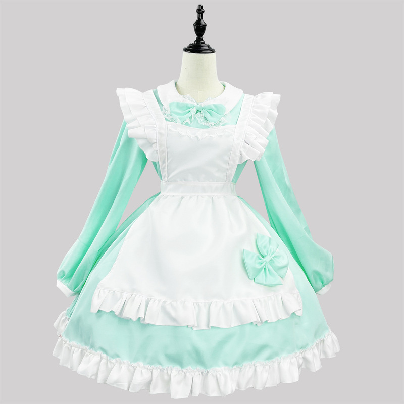 オリジナル超萌え日系白黒メイド服クロスボーダー長袖メイド服コスプレ衣装|undefined