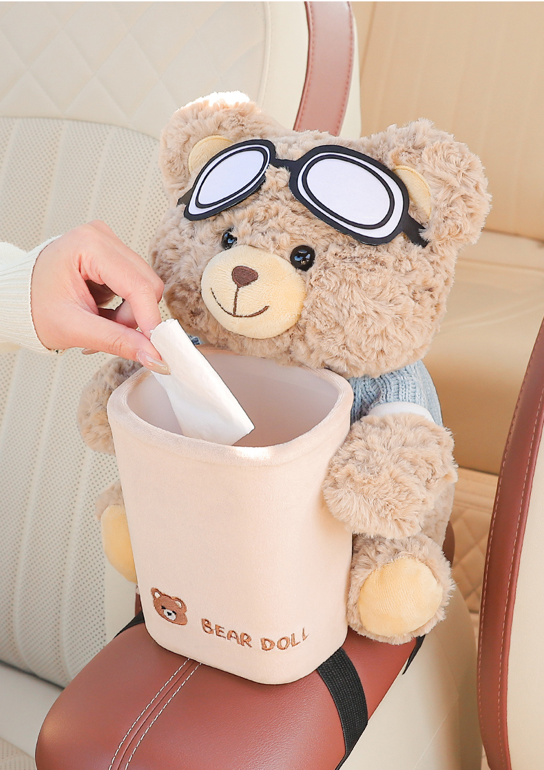 Car Tissue Box Trash Can Two-in-One Creative Car Armrest Box Paper Box Cute Internet Celebrant Car Interior Supplies