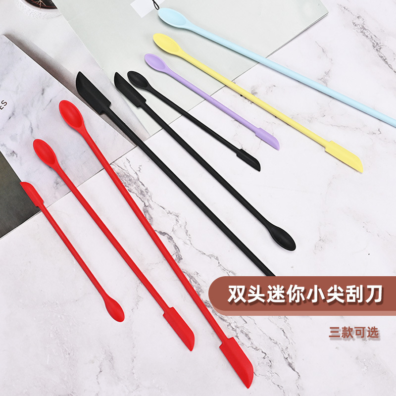Nuevos productos cosméticos creativos mini silicona doble cabeza pequeña punta raspador conjunto de goma de gel 3 piezas set de espátula de cocina