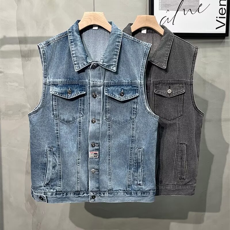 Autumn New Style Handsome Jacket for Men, Large Size Trendy Biker Loose Vest, Versatile Sleeveless Casual Jacket for Spring and Autumn