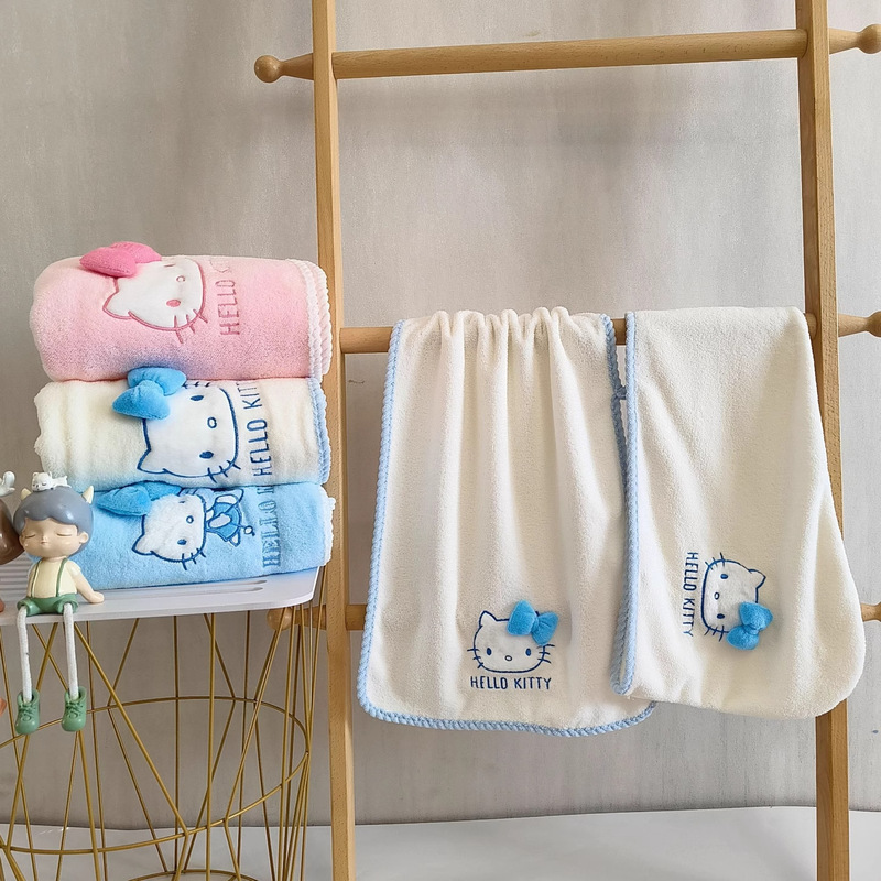 漫画タオル コーラルベルベットバスタオル かわいいハローキティ ハローキティターバン バスセット お土産タオル|undefined