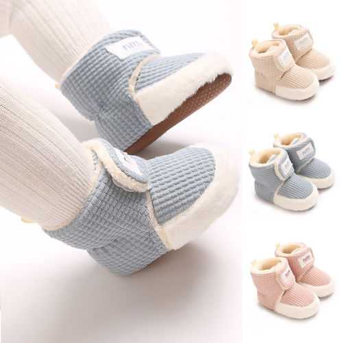 Winter and Spring Baby Shoes for 0-1 Year Olds, Fleece Lined, Thick Warm Cotton Shoes for 3-6 to 12 Months, Non-Slip for Boys and Girls