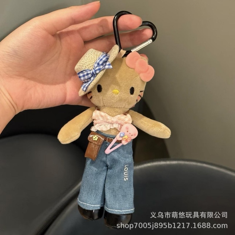 手作り甘くてクールなミレニアムホットガールロングレッグキティバッグペンダントぬいぐるみレトロキーホルダー装飾|undefined