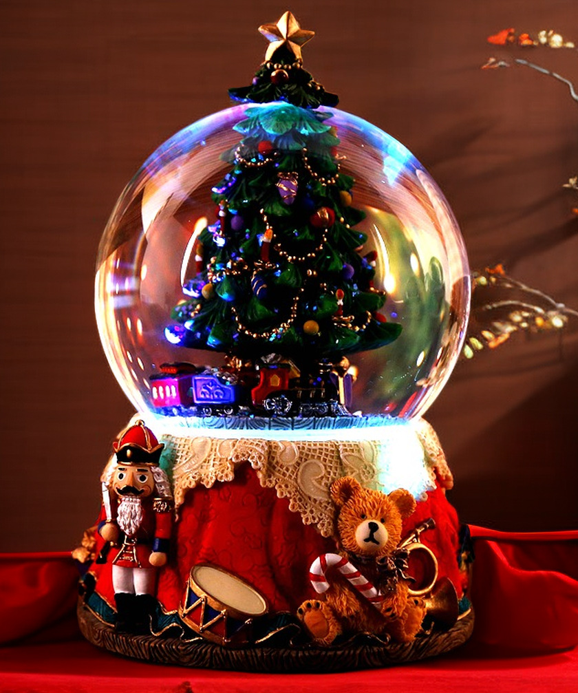 Regalo de Navidad bola de cristal eléctrica caja de música nieve que cae caja de música luminosa San Valentín cumpleaños novia regalo creativo