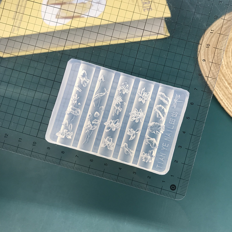 高透硅胶美人鱼花朵美甲模具浮雕纽扣膜具卡通指甲饰品装饰工具|undefined