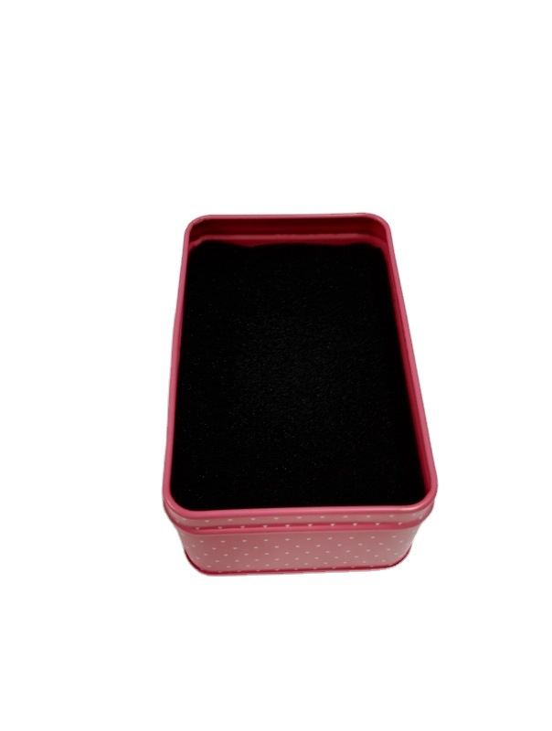 Caja de hierro de decoración en relieve rojo impresa en color flash tarjeta de té media caja de regalo de dulces rectangulares