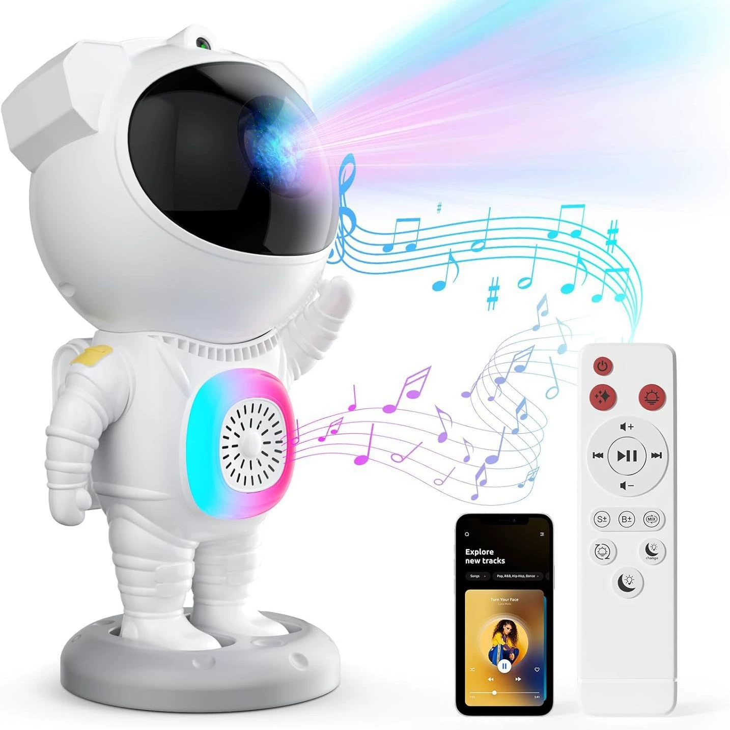 2025 трансграничный новый Bluetooth звездное небо красочный космонавт орнамент проекционная лампа домашняя звездная атмосфера ночник