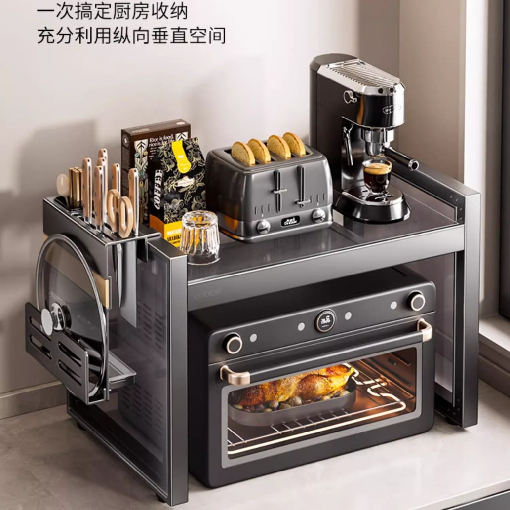 简约厨房置物架家用微波炉烤箱收纳架厂家供应厨房台面双层整理架