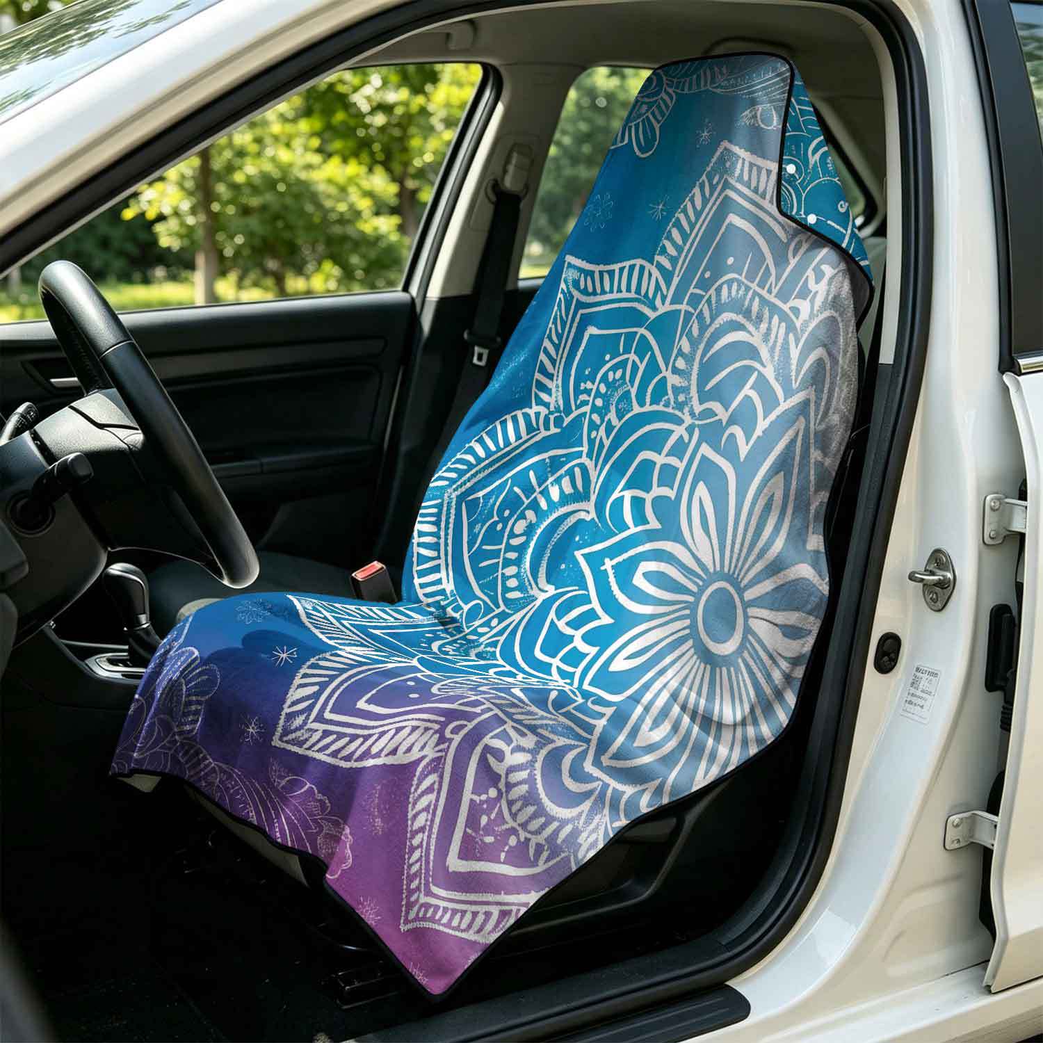 Printed bath towel and car seat cover 2-in-1, ultra-fine fiber outdoor beach and car dual-use universal seat cushion