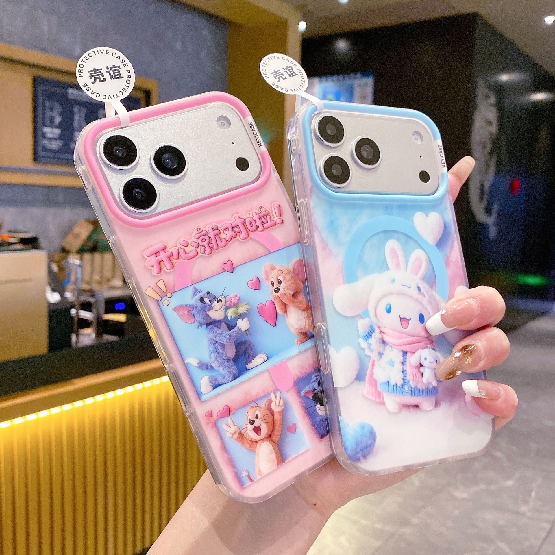 Funda para teléfono con diseño de gato KT, tacto de piel, compatible con Apple 17 Pro Max, iPhone 16, modelo popular, magnética 15P, estilo coreano 14/13