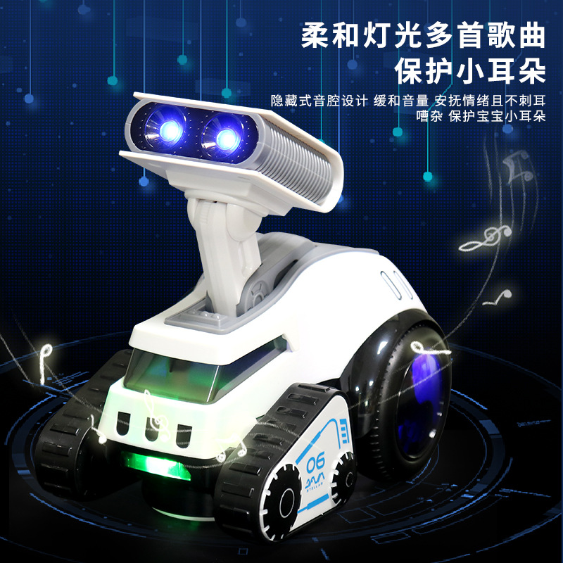 Robot universal eléctrico transfronterizo juguete música iluminación educación temprana rompecabezas robot inteligente bebé juguetes para niños