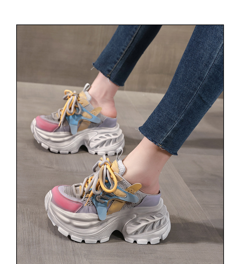 Giày sneaker nữ đế dày tăng chiều cao phong cách Hàn Quốc mùa hè 2026 — màu sắc, màu trắng chi tiết 12