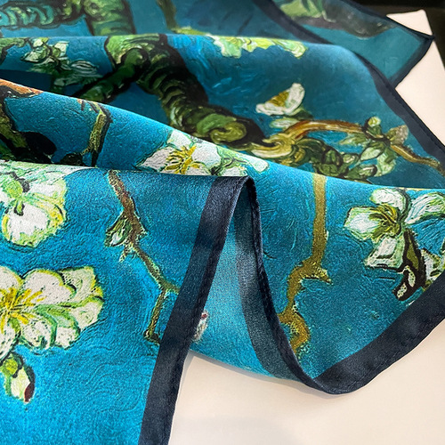  Chimonanthus fashionable silk square scarf for women mulberry silk decorative scarf temperament small scarf shawl neck scarf headband