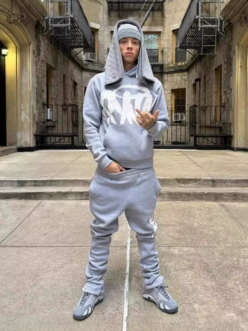 Американский ретро личность уличный хип-хоп осенний трансграничный тренд европейский принт с капюшоном свитер костюм для мужчин и женщин