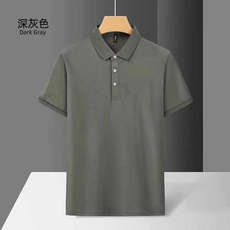 Negocios Camisa de polo de comercio exterior Camiseta de manga corta para hombres solapa suelta verano gama alta TikTok popular Ice Silk Plus size top