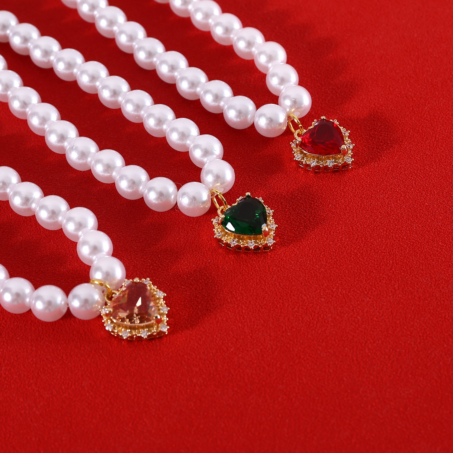 Perla ajustable para mascotas gatos perros conejos amor collar de diamante zircón collar de cumpleaños comercio exterior collar