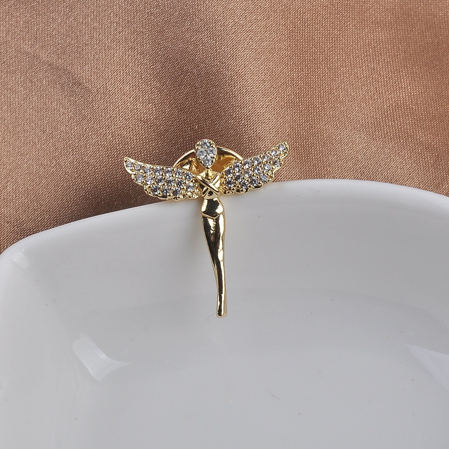 Copper Material Retro Classic Style Pin Cross Wings Copper Plating Unisex Brooches