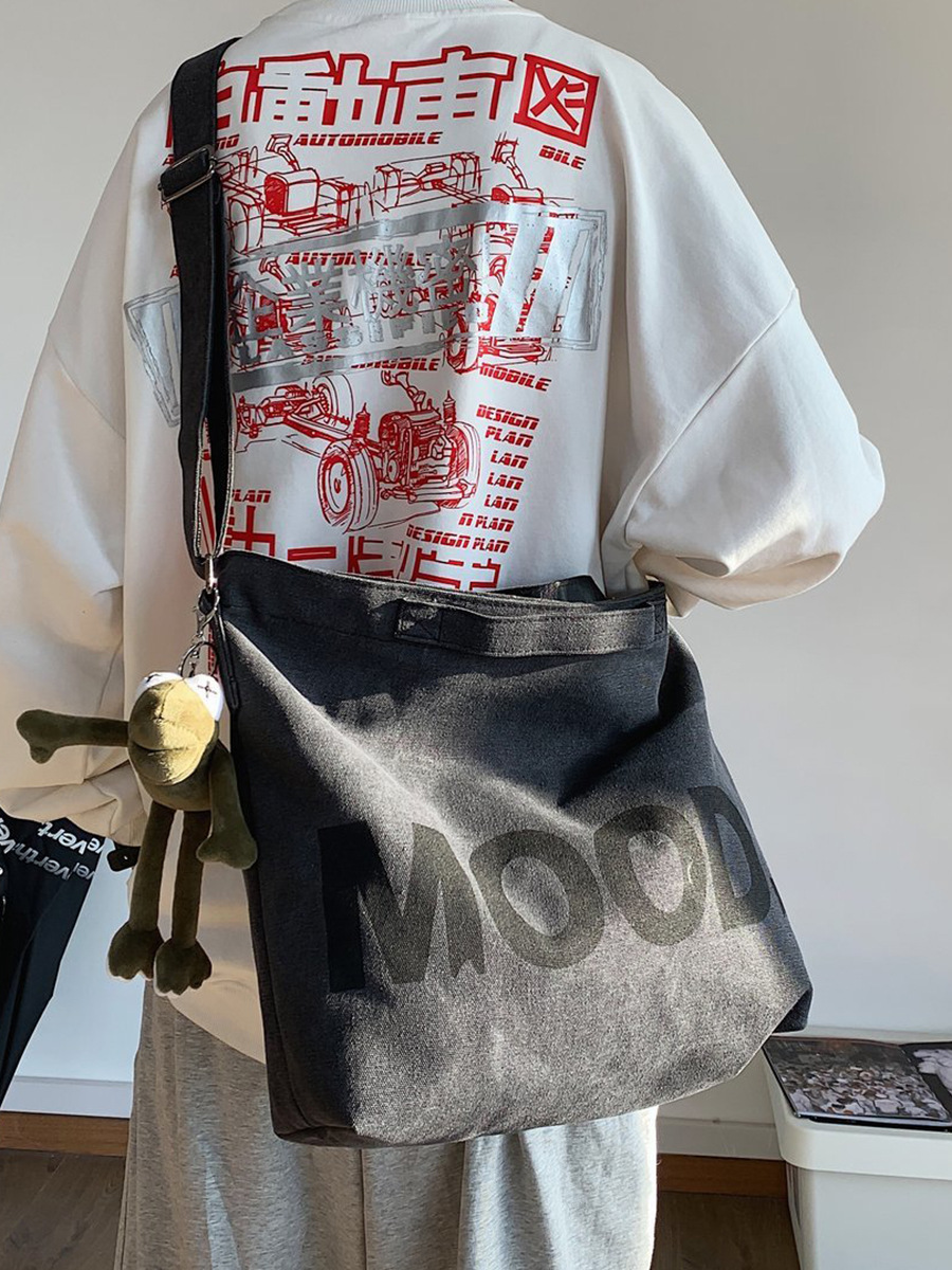 Bolsa de lona de gran capacidad para hombres un solo hombro mochila 2024 nueva bolsa de tela japonesa casuales bolsas de mano bolsas de correo mujeres