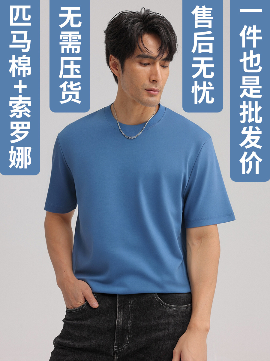 厳選良品【60番手ピマ綿】高級感と涼感のある白Tシャツ メンズ スーピマ ラウンドネック 半袖 インナー