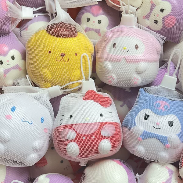 Authentic Mesh Bag Sanli Pinch Decompression Small Toy Slow Rebound Anime Artifact Doll Wholesale Cartoon Ornaments