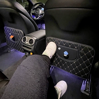 Universal Rear Seat Backrest Anti-Dirt, Chair back anti-kick pad - blue-hat-orange-hat-coal-ball-black-anti-kick-mat-short-style