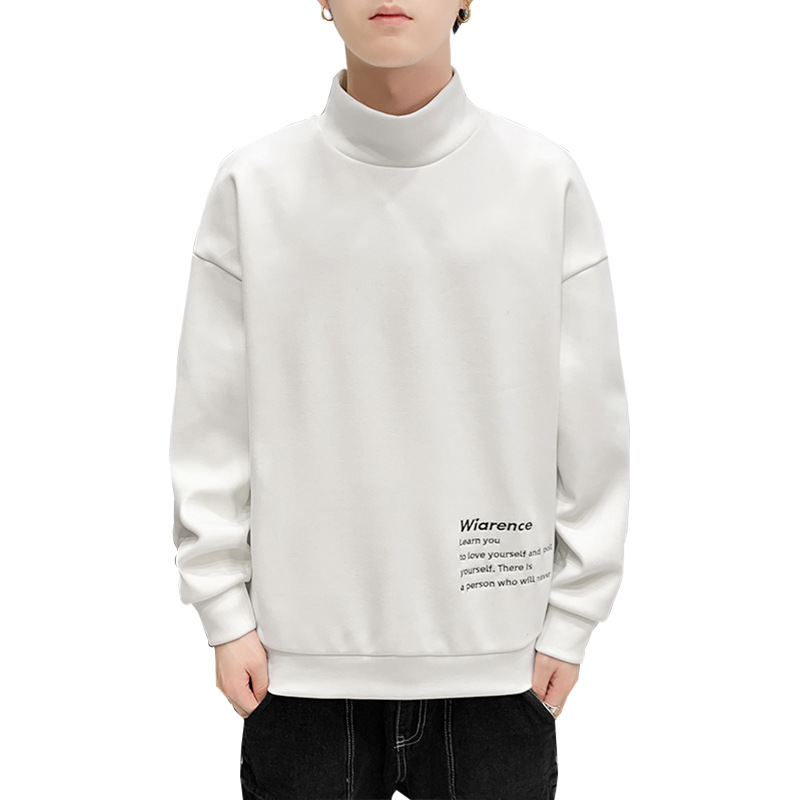 Felpa con cappuccio girocollo da uomo autunno e inverno versione coreana marchio trendy pullover in velluto tedesco con lungo ricamato_voghion.com