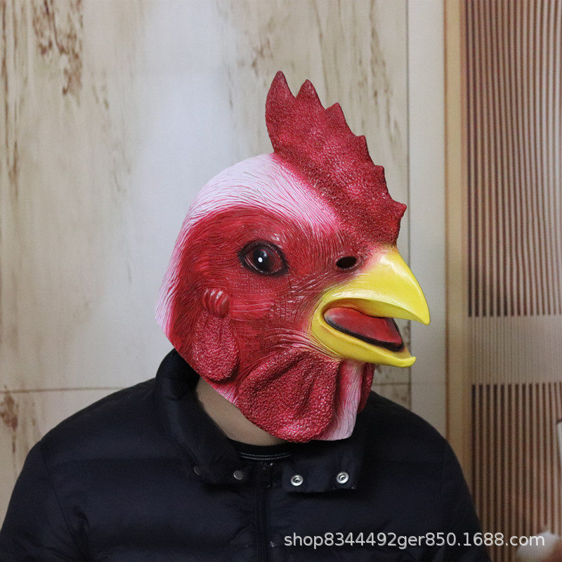 Polla máscara tocado TikTok Live Funny props de Halloween dibujos animados látex Amazon Venta caliente