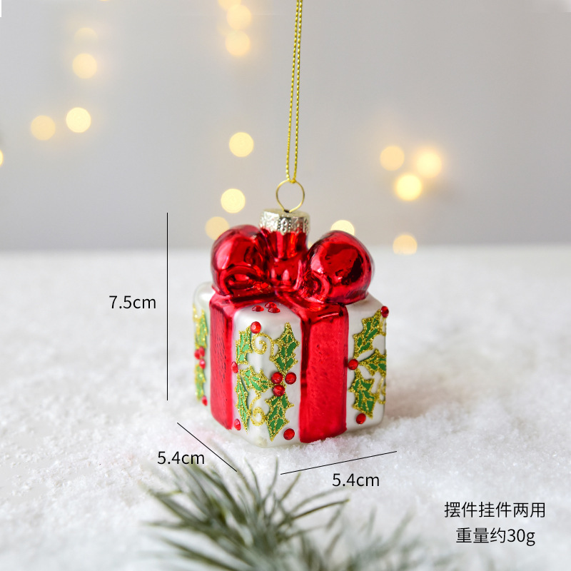跨境新品圣诞装饰圣诞树挂件创意玻璃彩绘小吊饰挂件氛围场景布置|undefined
