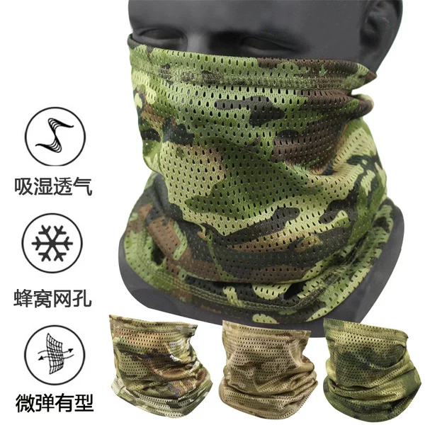 Summer Outdoor Tactical Mask Breathable Mesh Sunshade Sun Protection Mask Mountaineering Fishing Anti-Uv Turban Hat