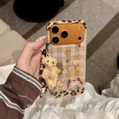 ins可爱格纹甜品小熊适用iPhone17promax苹果16手机壳15爆款14/13