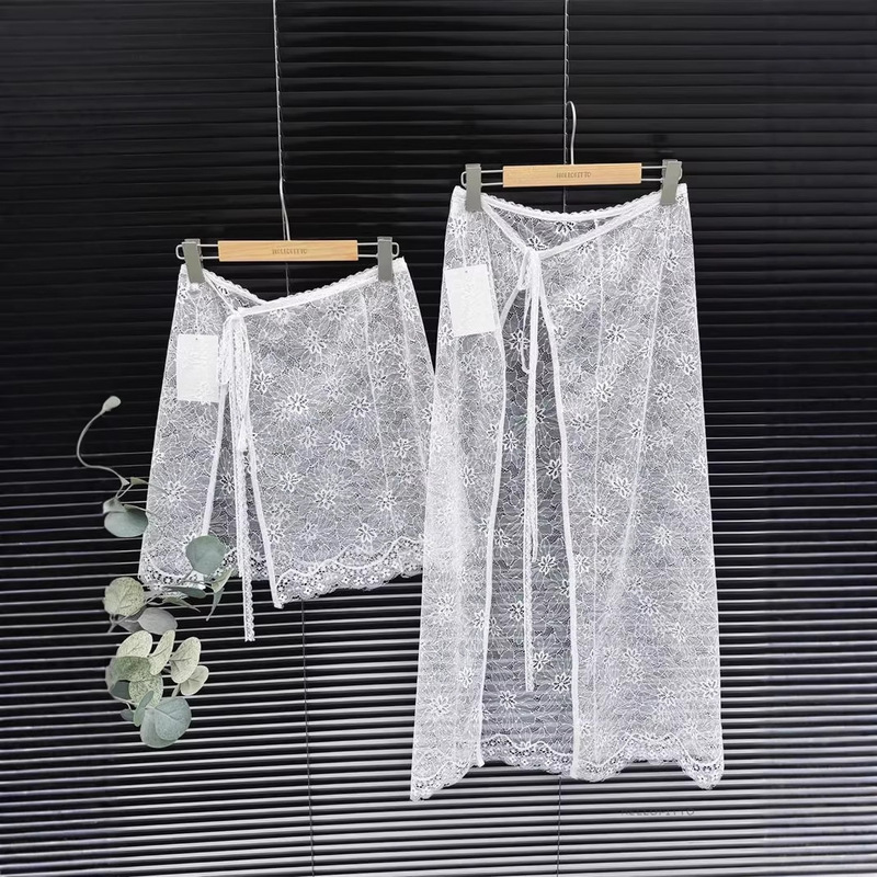 Chinese-Style Lace Sunflower Skirt Apron Layered Skirt Half Skirt Spring and Summer New Style Mesh One-Piece Skirt